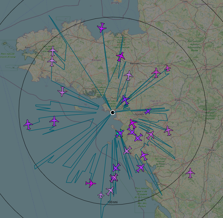Figure 1: Local tar1090 interface showing live aircraft tracking.