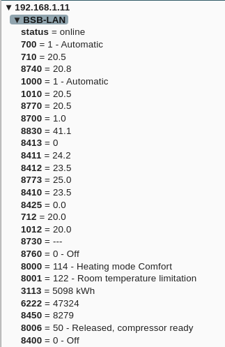 MQTT explorer data