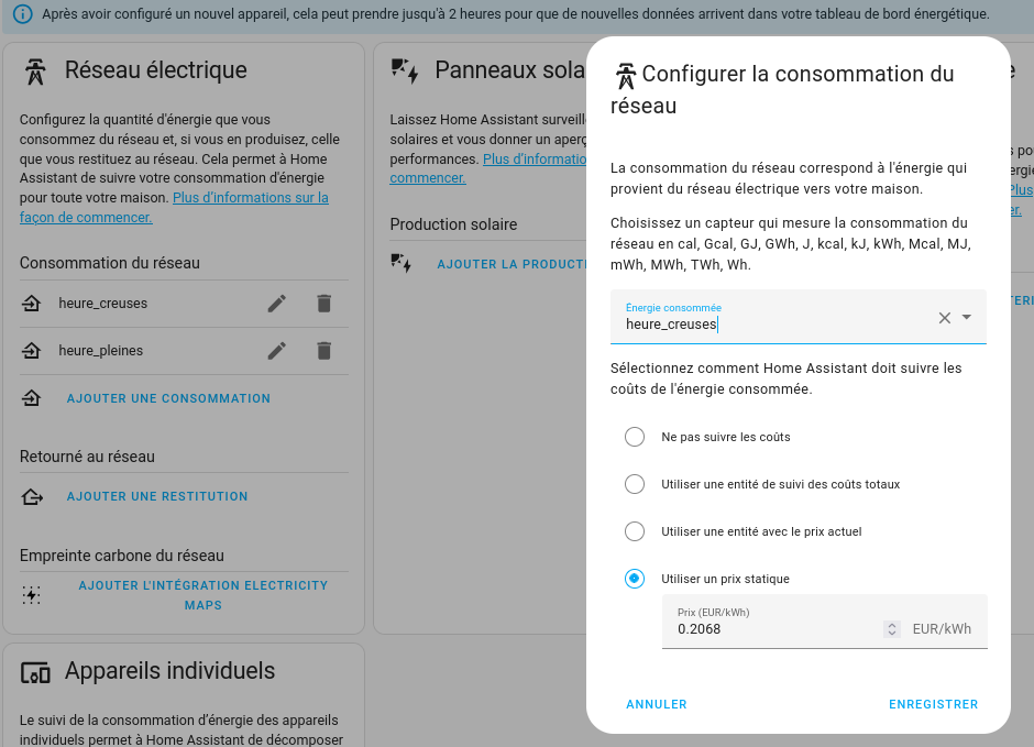 Energy Dashboard Configuration