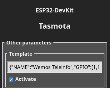 Tasmota Template Configuration