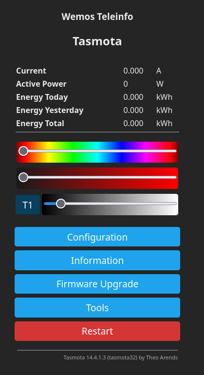 Tasmota Main Interface